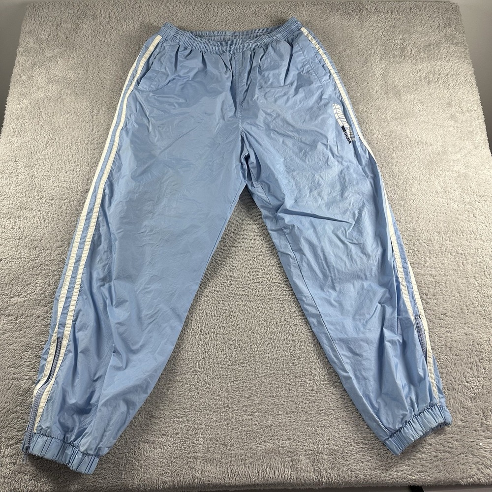 South Pole Windbreaker Pants Mens Large Nylon Track Elastic Zip Mesh Lined Blue‎